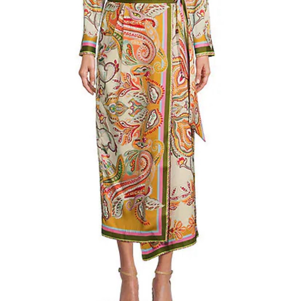 ANTONIO MELANI Asymmetrical Paisley Wrap Skirt - Multicolor Size 6
